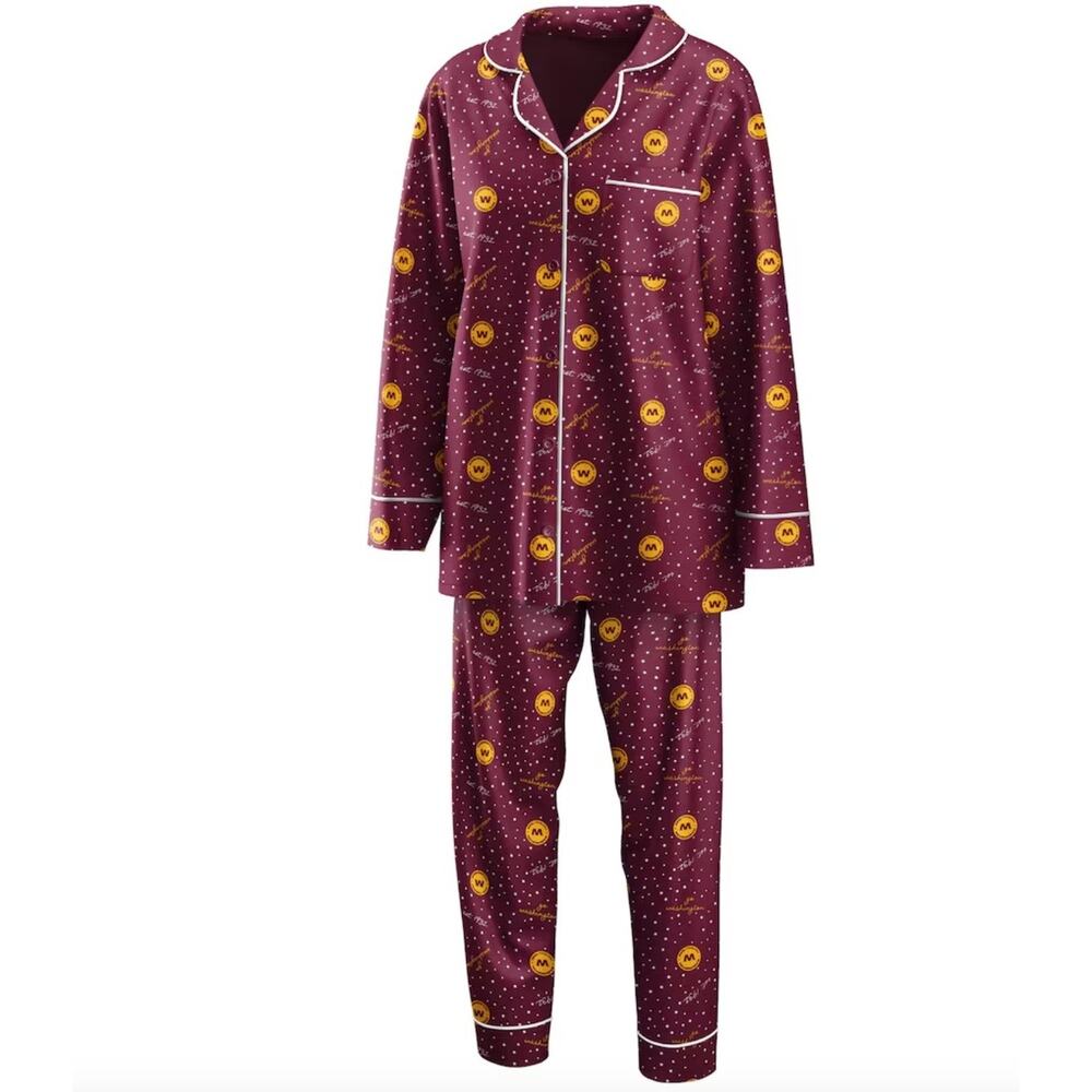 Erin Andrews Burgundy Washington Football Long Sleeve Sleep Set 2X NWT